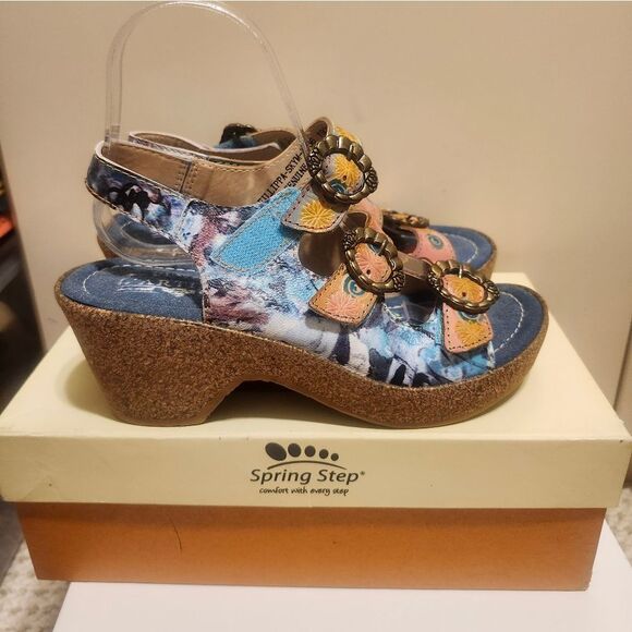 NIB L'Artiste Spring Step "Fillippa" Multi-Color Leather Sandals Sz.6 Ret.$160 - Picture 8 of 14